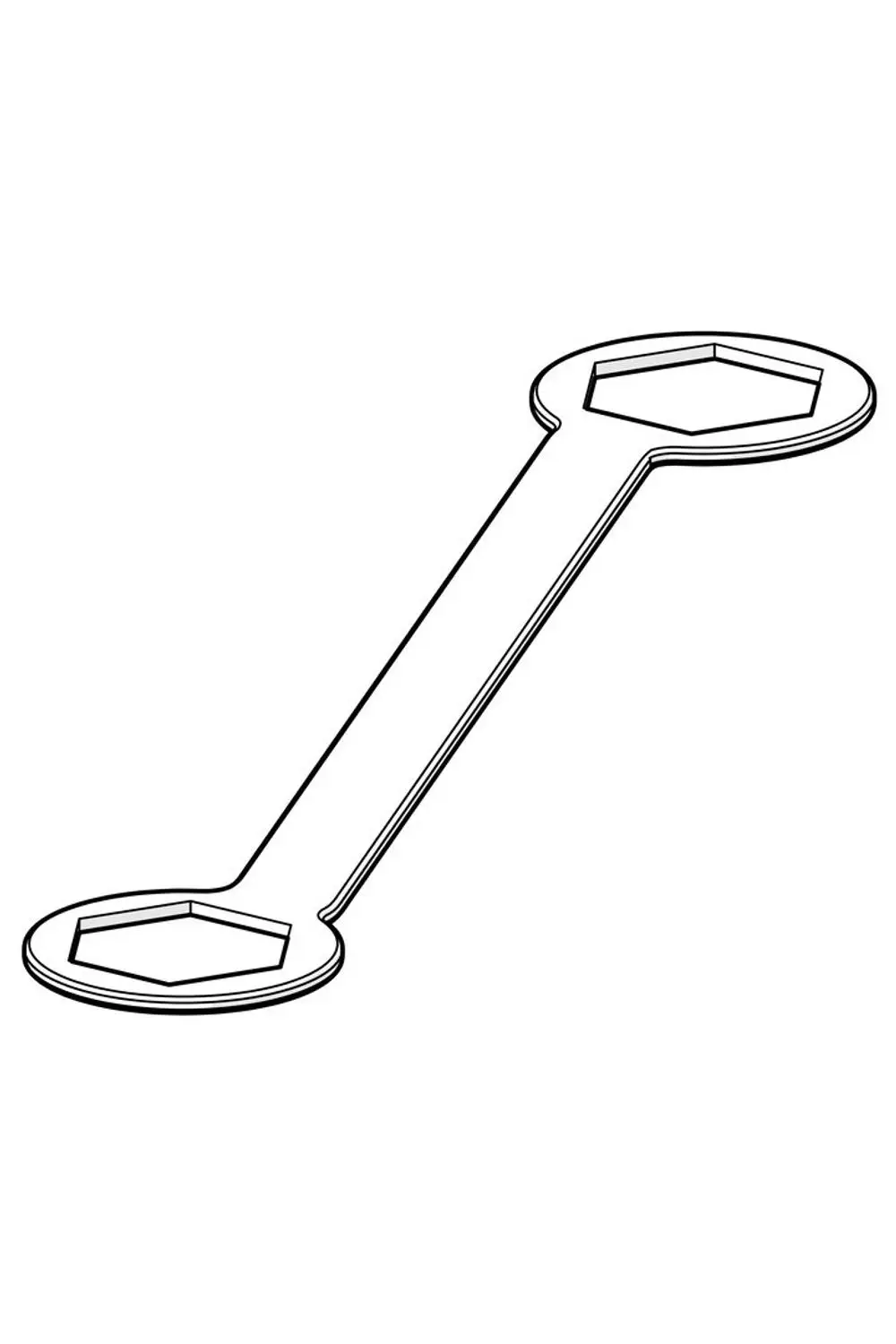 Zweiwendiger Schlüssel von HANSA mit hexagonalem Kopf auf beiden Seiten, geeignet für Schraubverbindungen.
